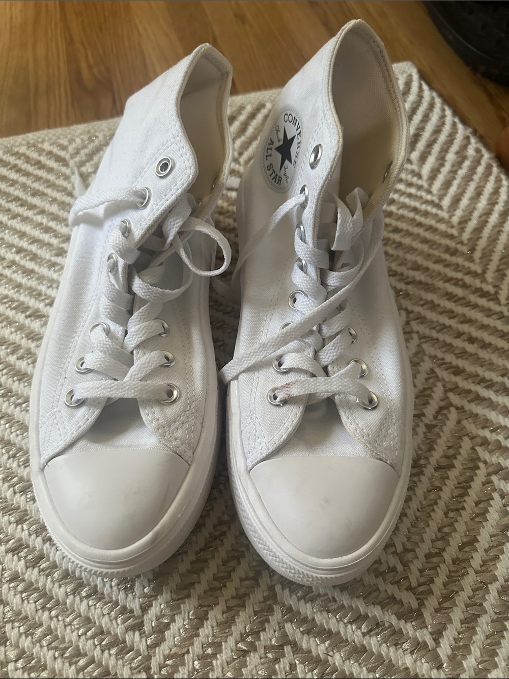 Converse White Low Top platform Canvas Sneakers for Women